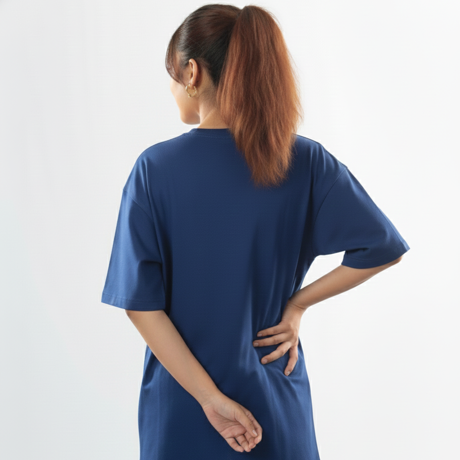 Navy Blue Oversized T-Shirt – 240 GSM Cotton | Unisex Premium Fit