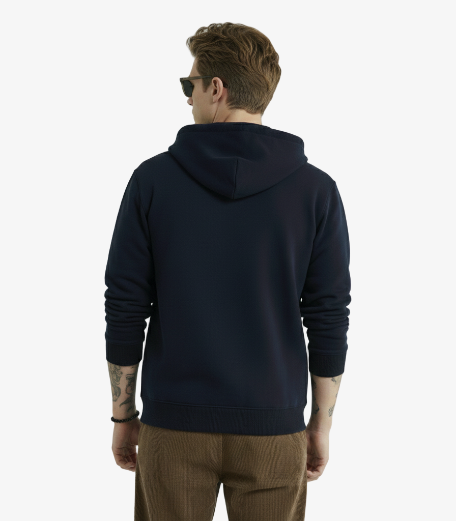 Zipper Navy Blue Hoodie