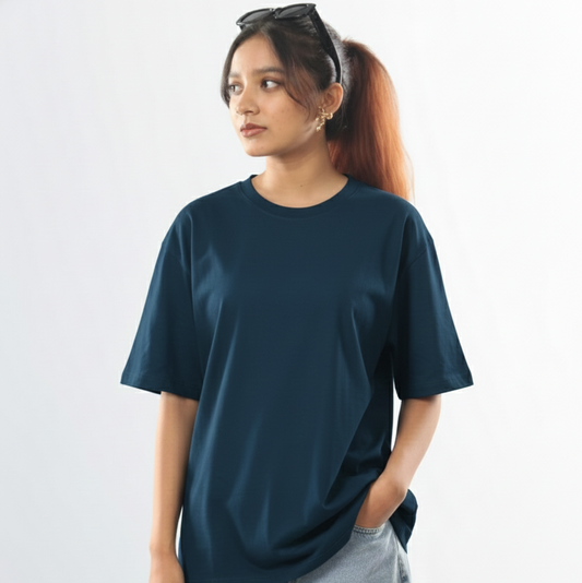 Airforce Blue Oversized T-Shirt – 240 GSM Premium Cotton | Unisex Street Fit