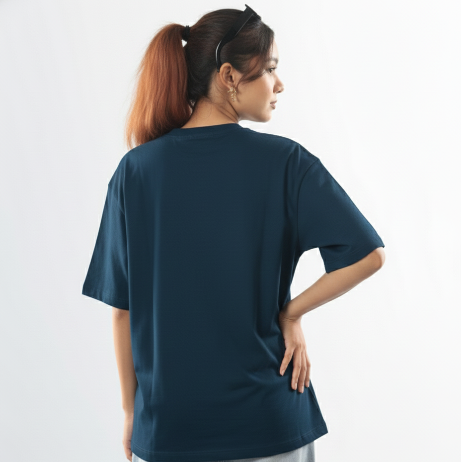 Airforce Blue Oversized T-Shirt – 240 GSM Premium Cotton | Unisex Street Fit
