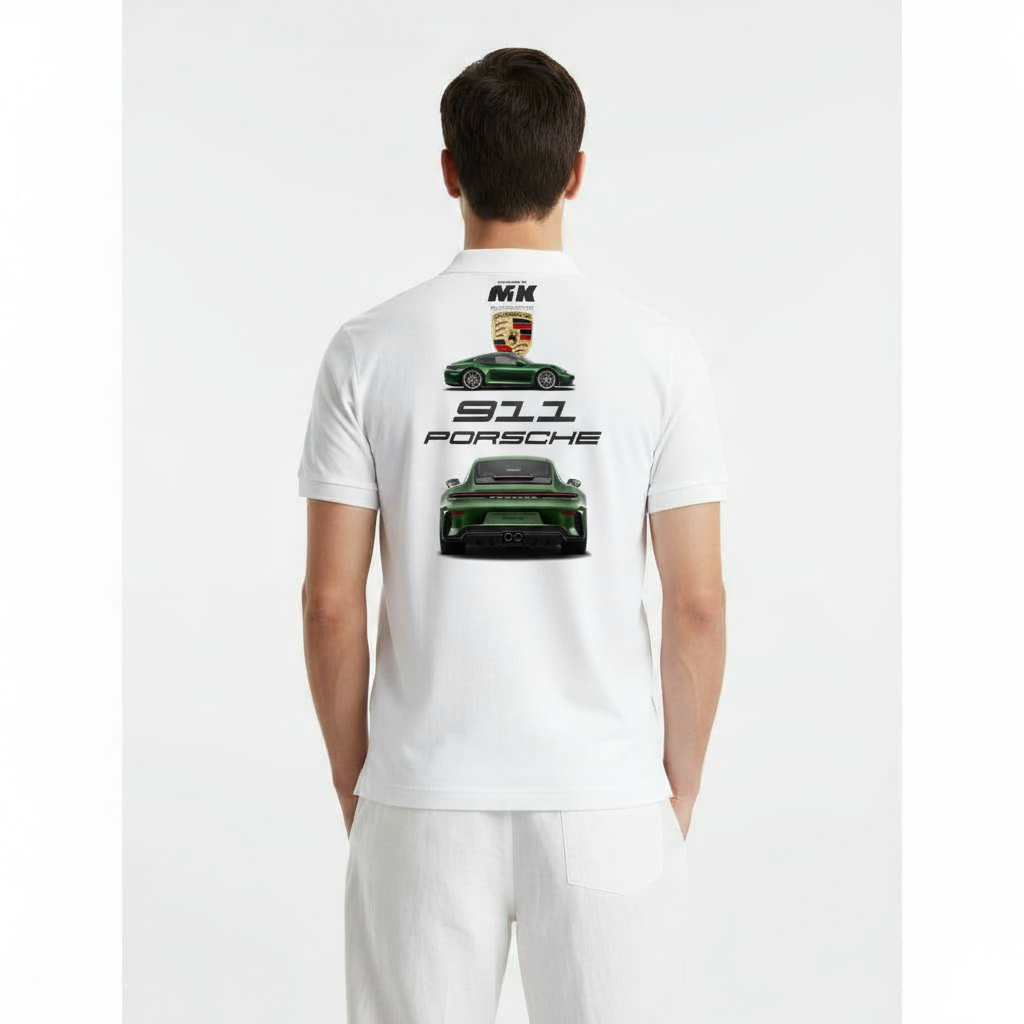 porsche 911 white polo t-shirt