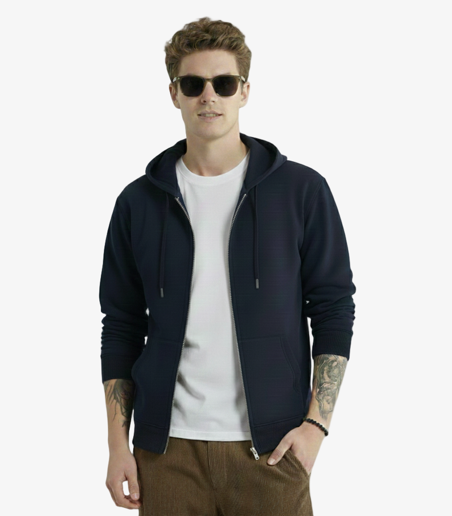 Zipper Navy Blue Hoodie