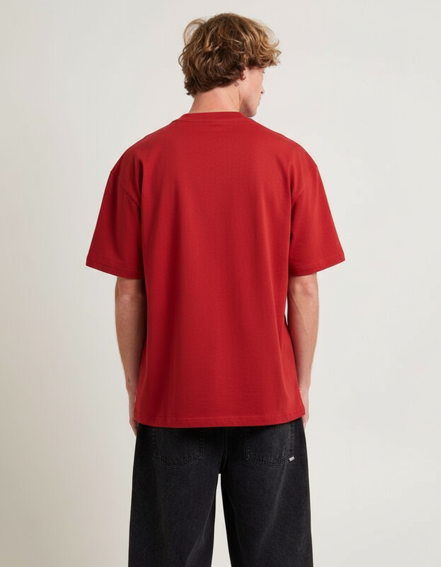 Red Oversized Plain T-Shirt