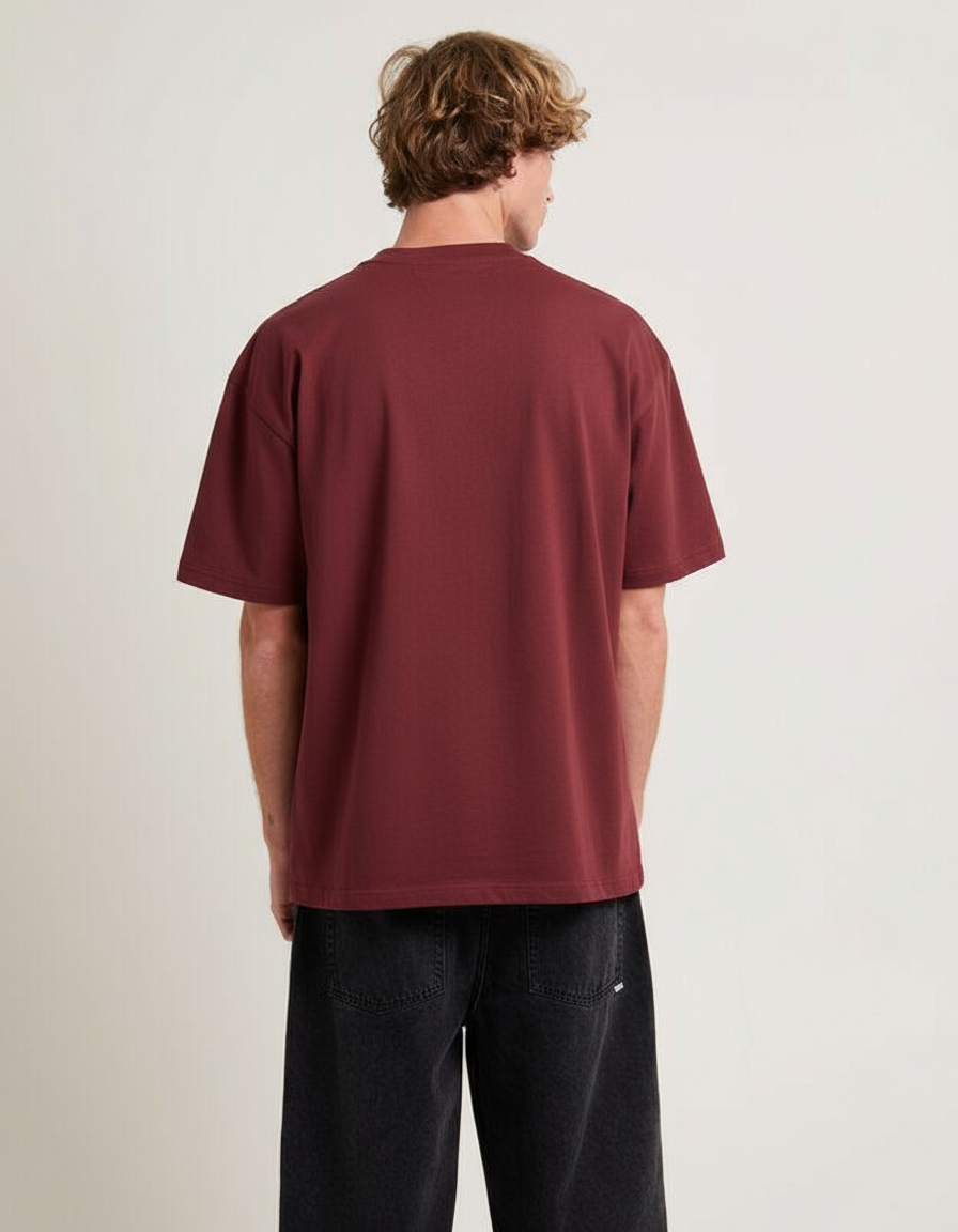Maroon Oversized Plain T-Shirt