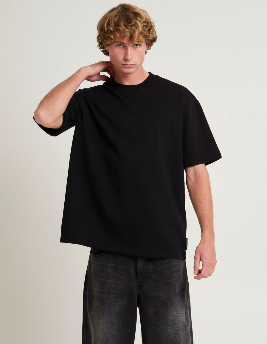 Black Oversized Plain T-Shirt
