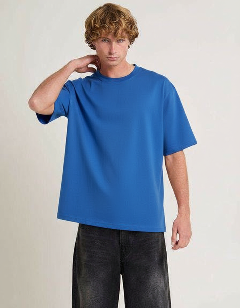 Blue Oversized Plain T-Shirt