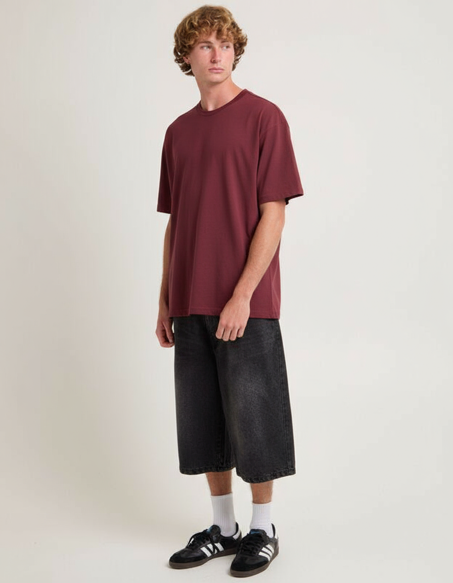 Maroon Oversized Plain T-Shirt