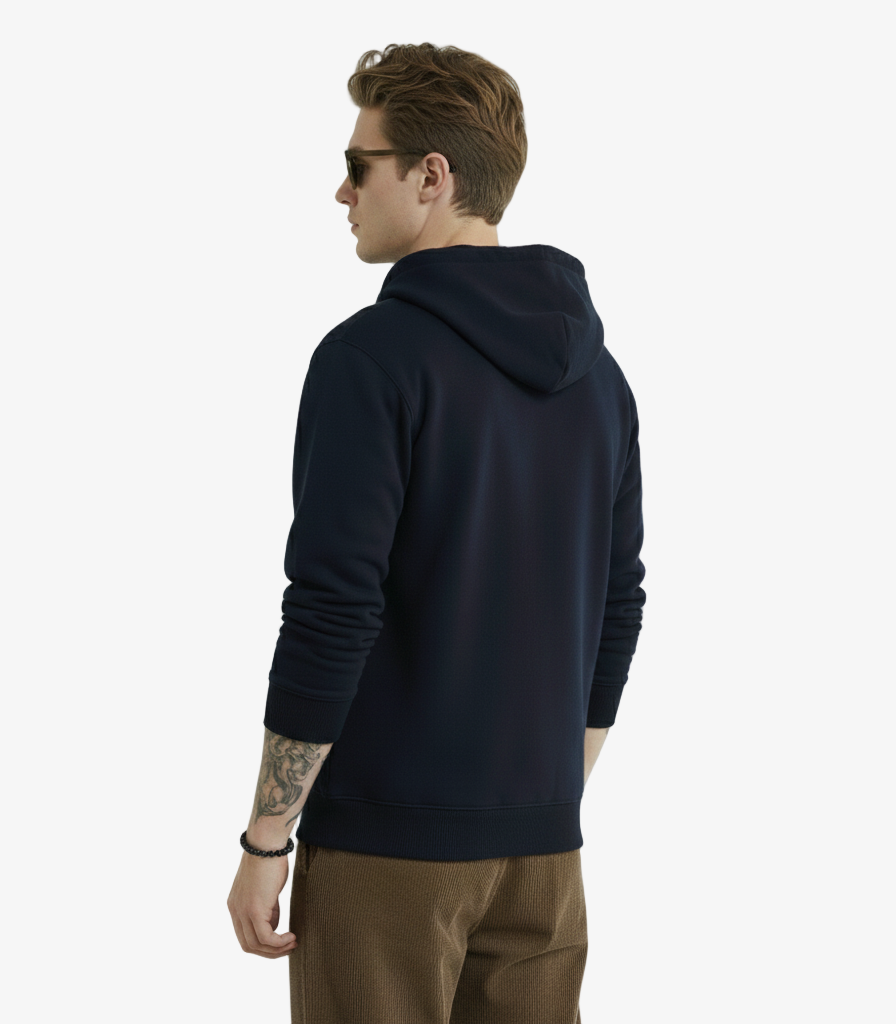 Zipper Navy Blue Hoodie