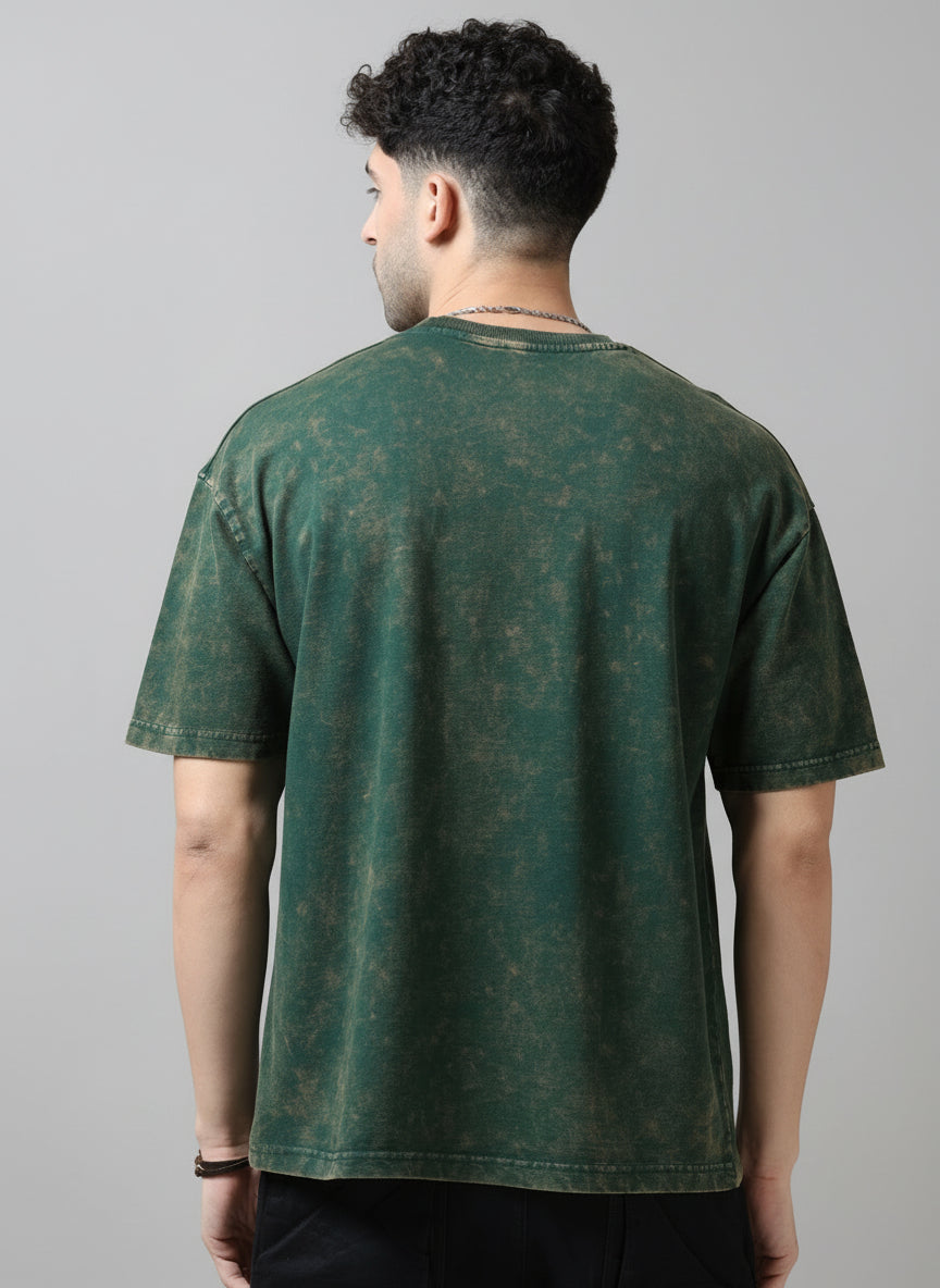 Bottle Green Acid Wash oversized tshirt